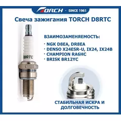 Свеча зажигания TORCH D8RTC DR8EA X24ESR-U D8TC IX24 RA6HC BR12YC
