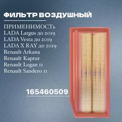 Воздушный фильтр Ларгус, Веста, XRAY, Аркана, Каптюр, арт - 165460509