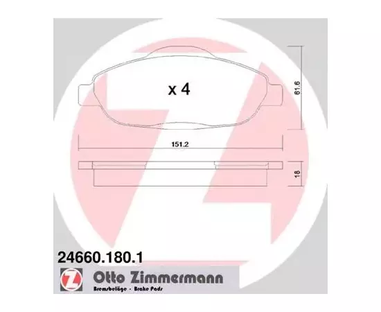 Колодки тормозные Zimmermann 24660.180.1